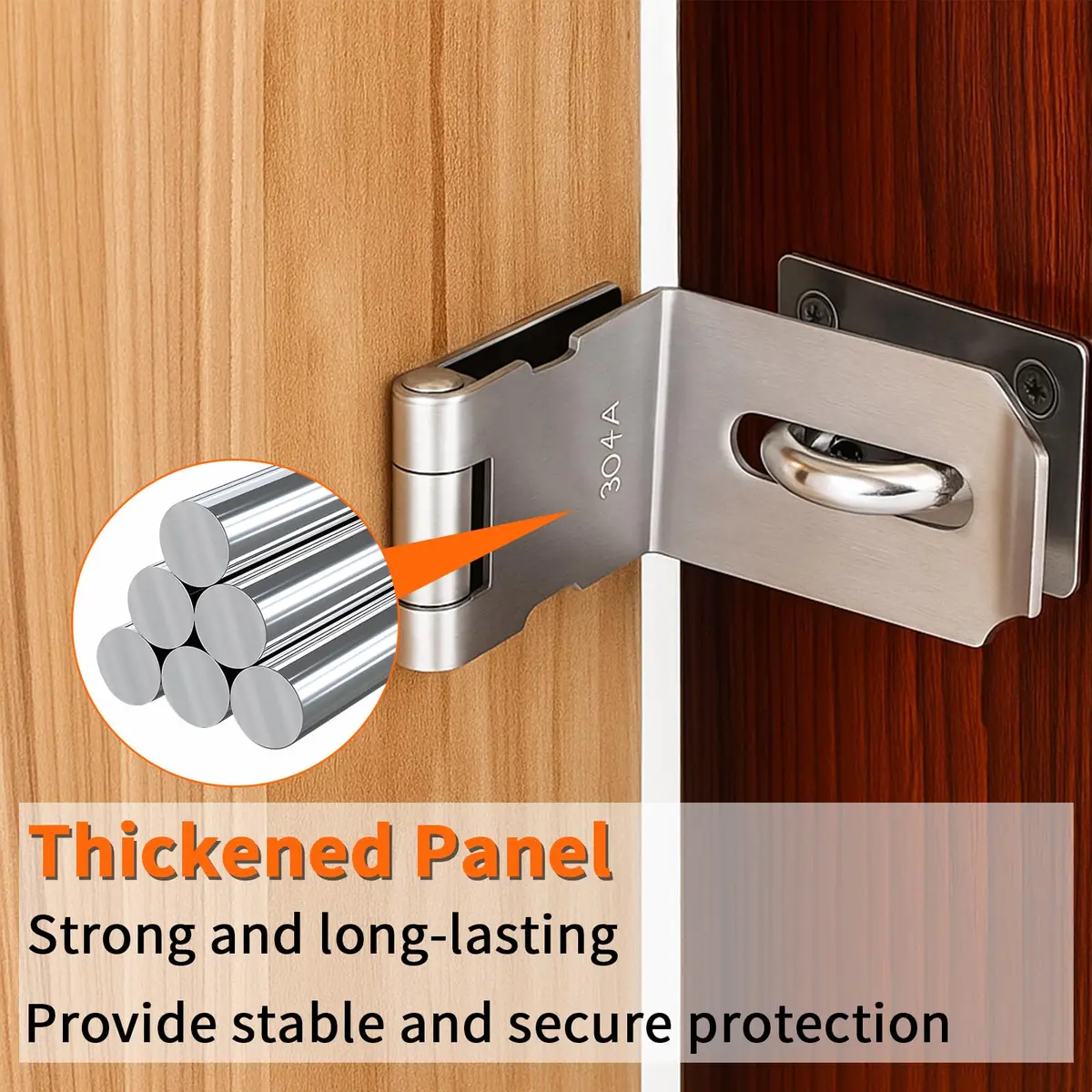 HOWDIA 90 Degree Hasp Latch 6.3cm (2.5 Inch) | Stainless Steel Security Lock for Sliding & Barn Doors - view 6