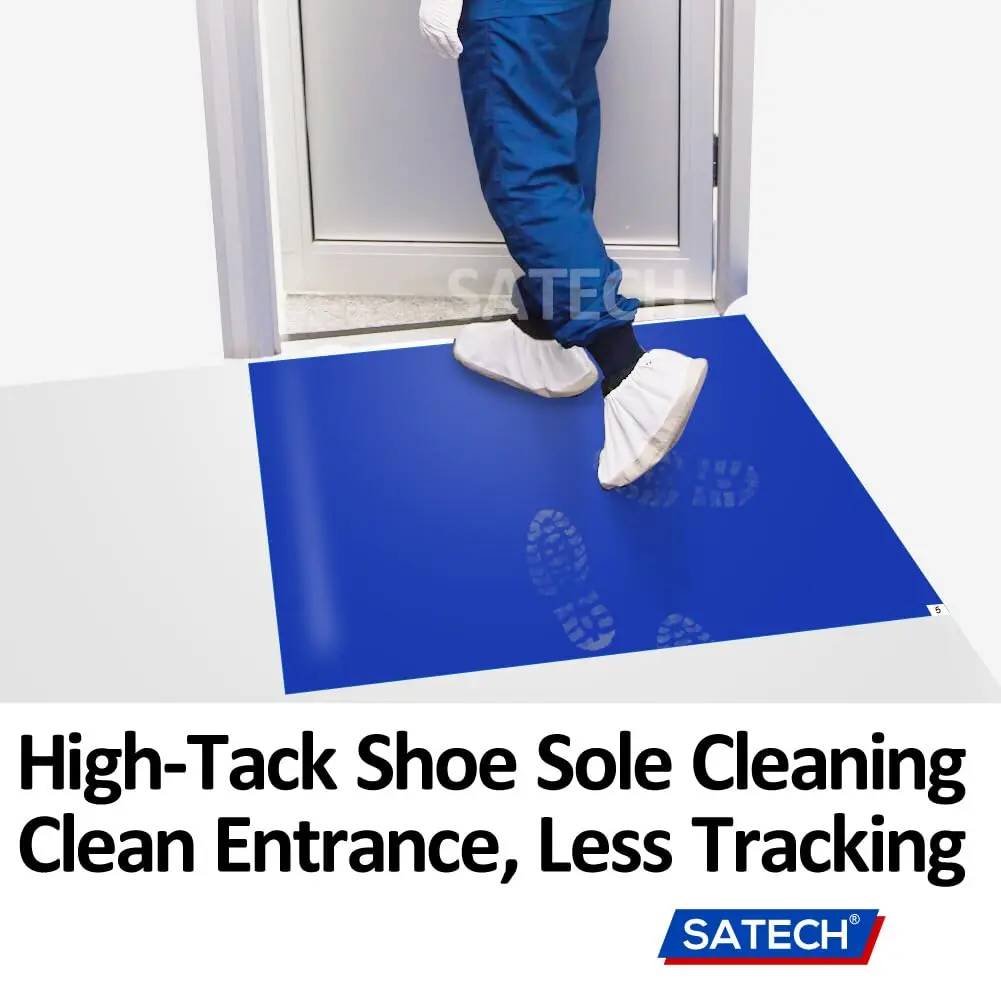 SATECH Sticky Tacky Adhesive Mat 36" x 45" Blue (Case of 4 Mats, 30 Sheets Each) | Cleanroom Lab Hospital Pet Use - view 4