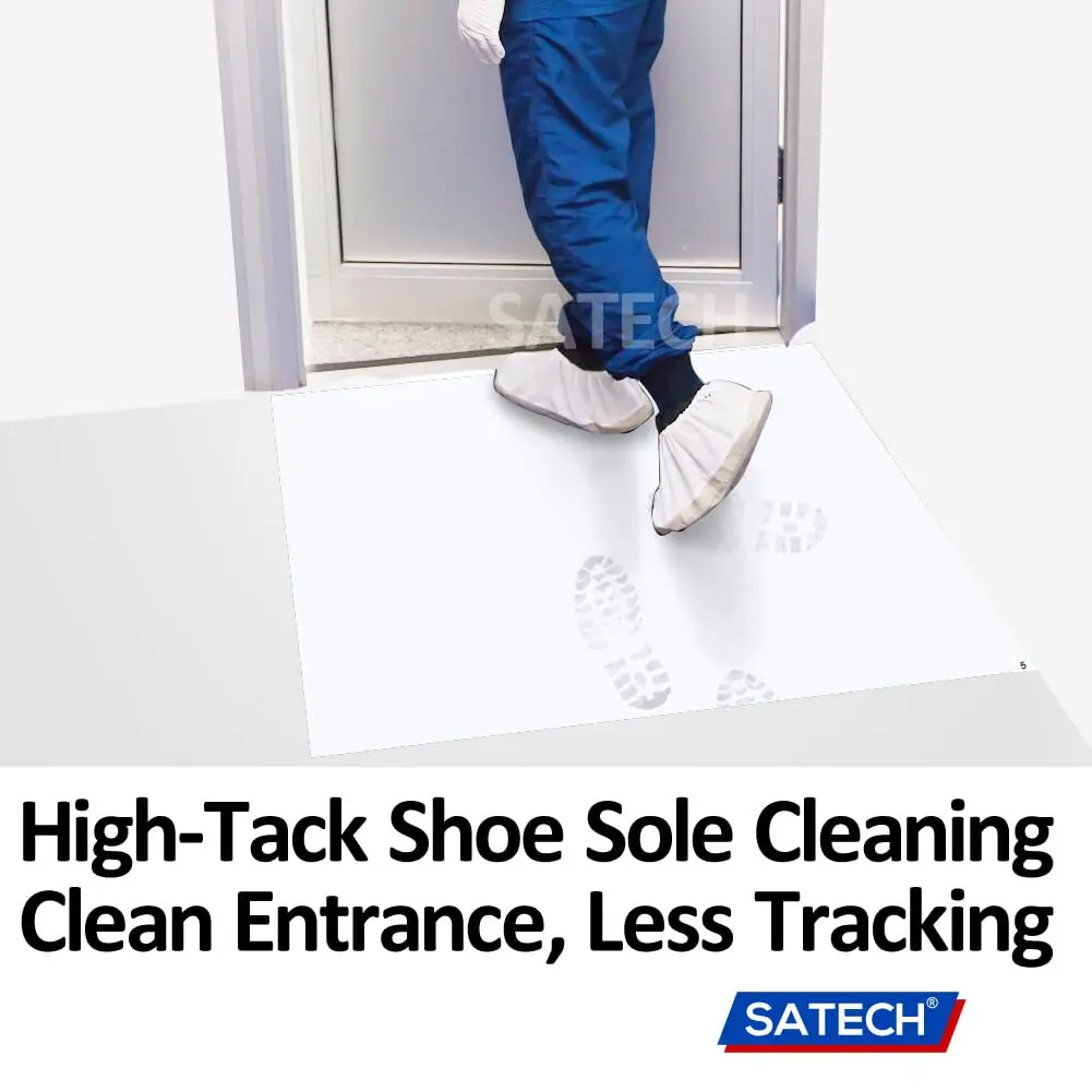 SATECH Sticky Tacky Adhesive Mat 114cm x 91cm (36" x 45") | Cleanroom Lab Hospital Pet Entrance Mat (Case of 4 Mats, 120 Sheets Total) - view 4