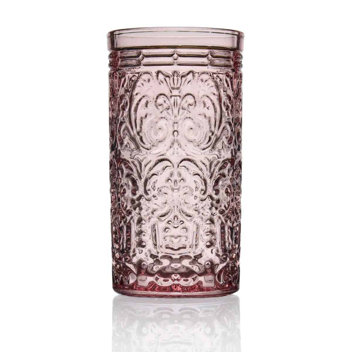 Godinger Jax Pink Highball Glasses Set of 4 | 355ml (12 Fl Oz) Clear Glass Cups - view 3