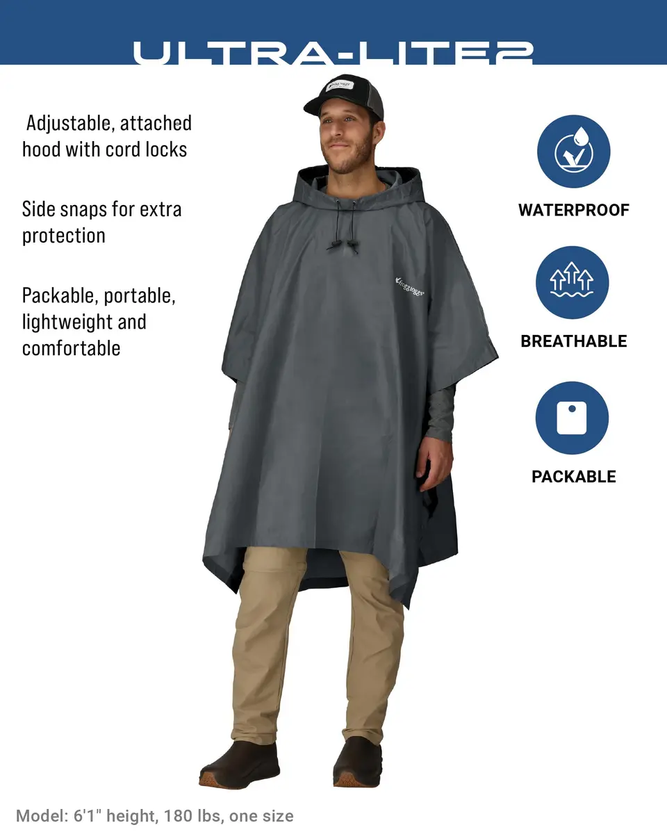 FROGG TOGGS Ultra-Lite2 Poncho Carbon Black | Waterproof Breathable Rain Gear for Indian Monsoons - view 2