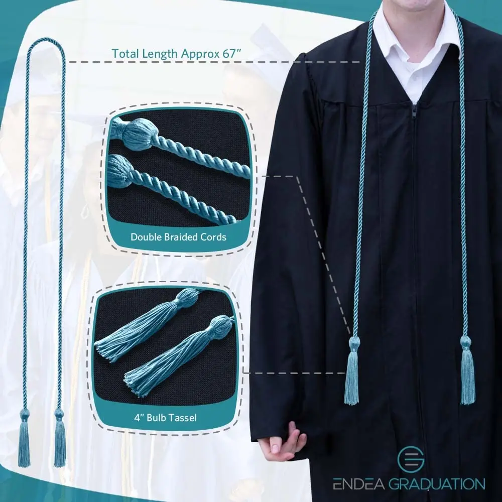 Endea Graduation Single Honor Polyester Cord Light Blue | 67-inch Academic Achievement Cord - view 3