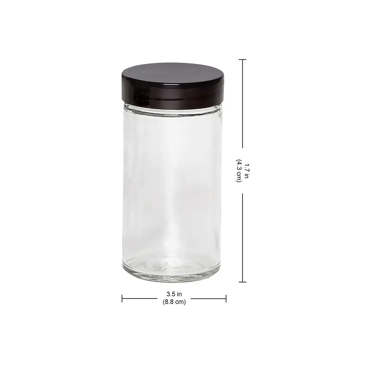 Kamenstein 12-Piece Empty Glass Spice Jar Set Black Lids 3 oz | Clear, Airtight, Versatile Kitchen Storage - view 3