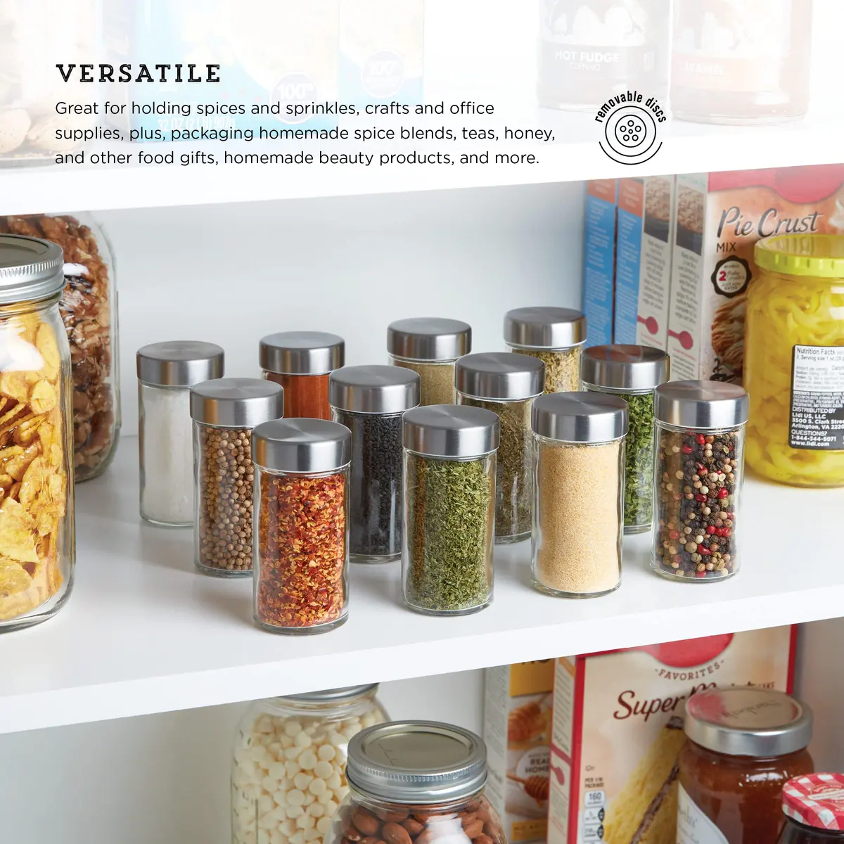 Kamenstein 12-Piece Glass Spice Jar Set 3 oz | Airtight Stainless Steel Lids for Kitchen & Pantry - view 3