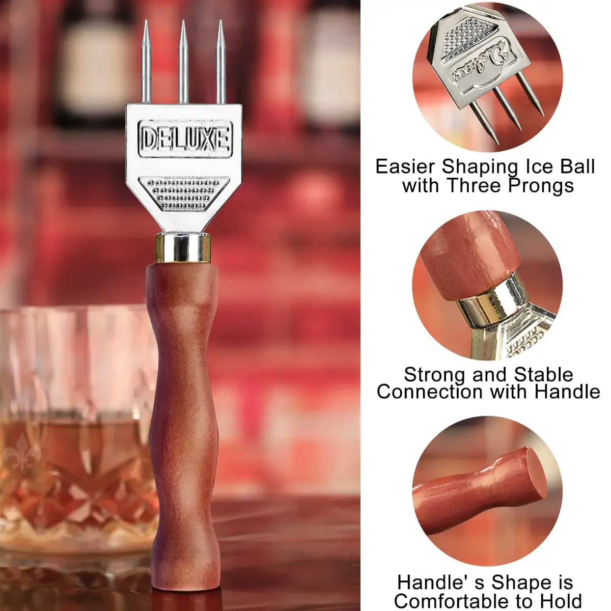 LINALL Three Pronged Ice Pick Set of 2 | Durable Stainless Steel Bartender Tool 184mm (7.2 inch) - view 6