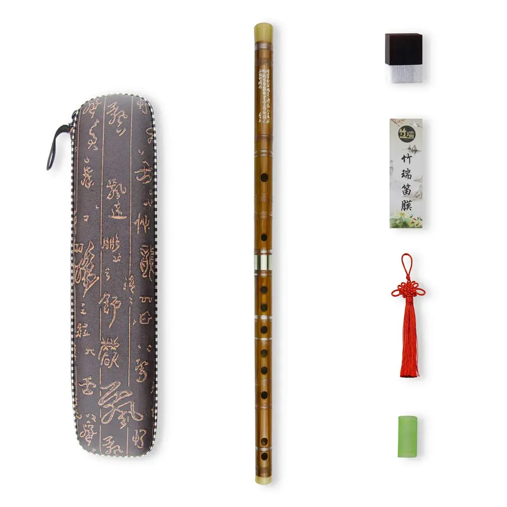 PHYSKOW E Key Dizi Bitter Bamboo Flute for Beginners | Traditional Chinese Instrument with Free Accessories - main product image