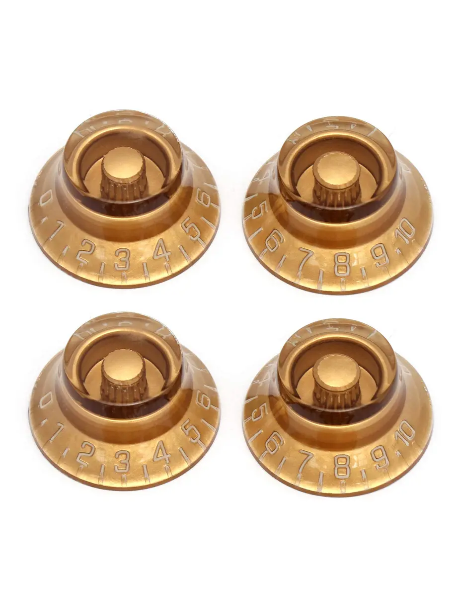 Metallor Gold Top Hat Electric Guitar Knobs 4Pcs | Fits 6mm Spline Shaft Pots - main product image