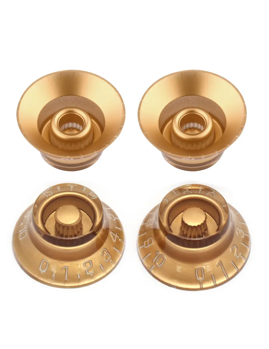 Metallor Gold Top Hat Electric Guitar Knobs 4Pcs | Fits 6mm Spline Shaft Pots - view 2