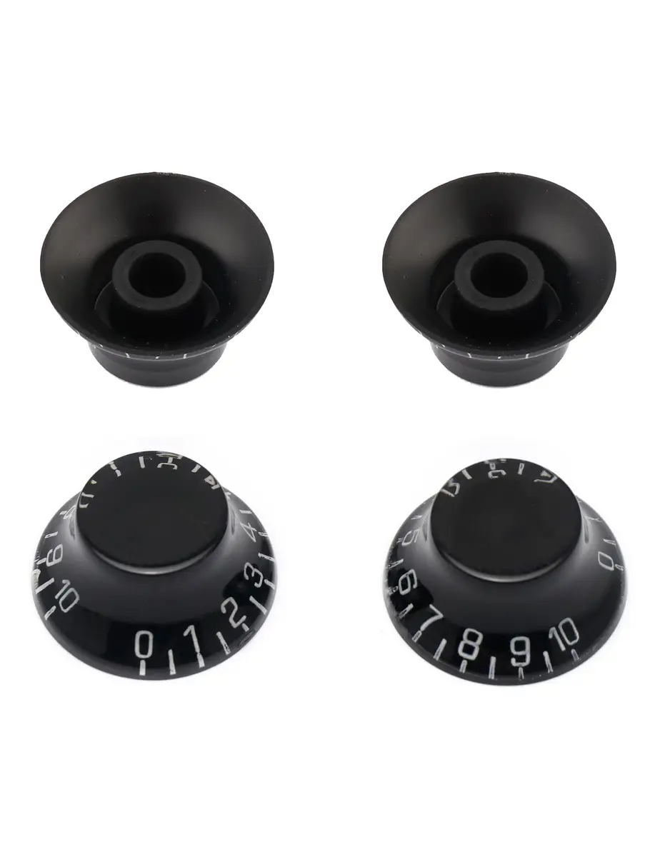 Metallor Black Top Hat Guitar Knobs for Gibson Les Paul Style Electric Guitars, 6mm Spline Shaft (4-Pack) - view 2