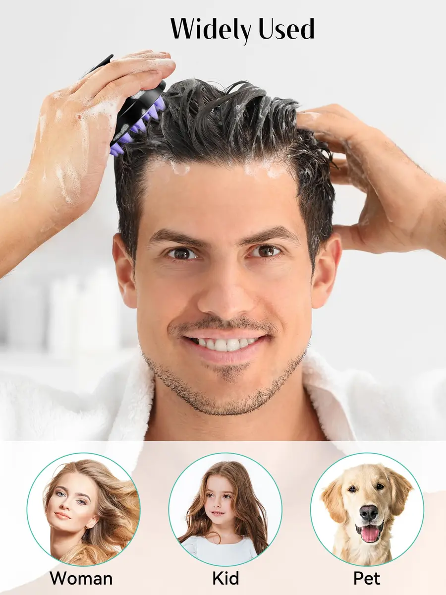 HEETA 2-Pack Scalp Massager for Hair Growth & Dandruff Removal | Gentle Silicone Brush for All Hair Types - view 6