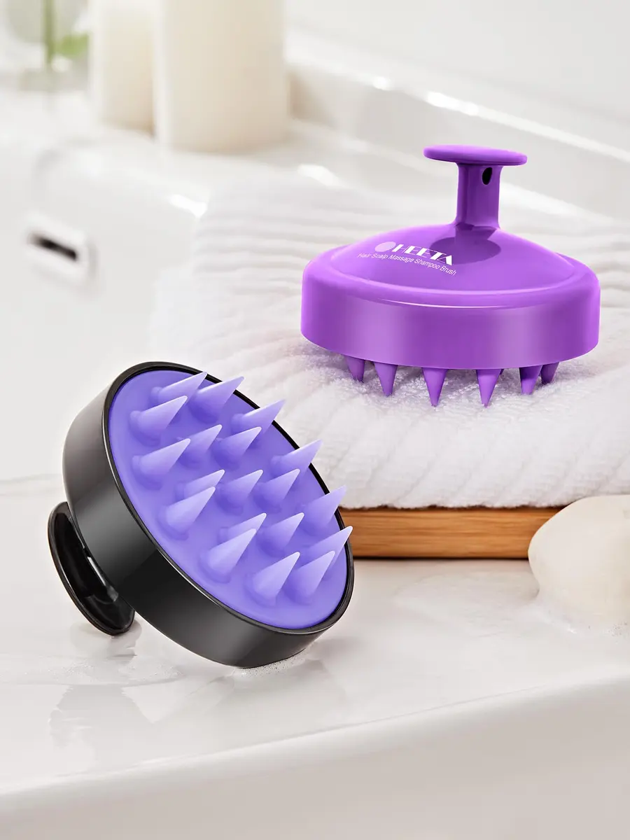 HEETA 2-Pack Scalp Massager for Hair Growth & Dandruff Removal | Gentle Silicone Brush for All Hair Types - view 9