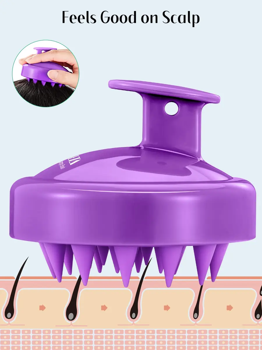 HEETA 2-Pack Scalp Massager for Hair Growth & Dandruff Removal | Gentle Silicone Brush for All Hair Types - view 3