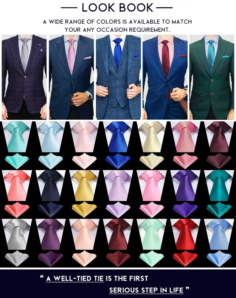 Tie G U Style Solid Satin Lavender Necktie & Pocket Square Set | Formal Gift Box (57 inch) - view 6