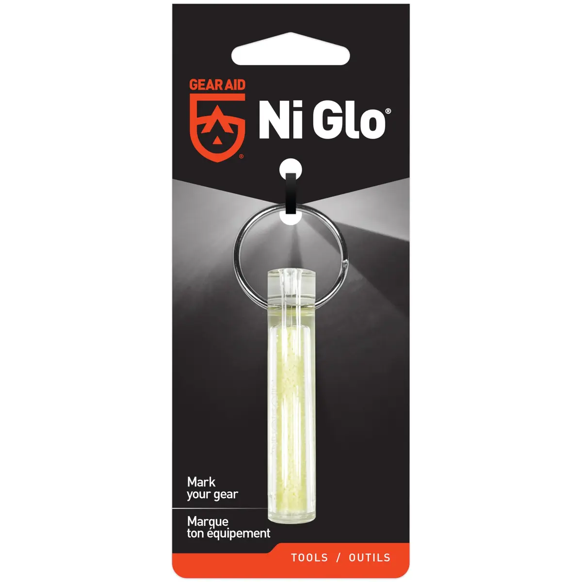GEAR AID Ni Glo UV Rechargeable Glowing Keychain 2cm (0.79in) | Glows Bright Green for Hours - main product image
