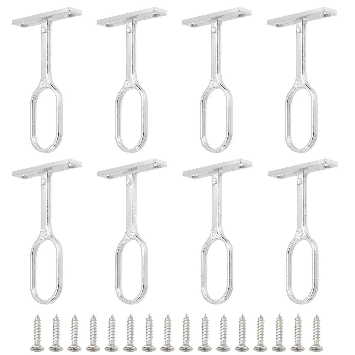 Rannb Oval Closet Rod Support Brackets 7 cm (2.75") | 8-Pack Zinc Alloy Middle Supports for Oval Rods - main product image