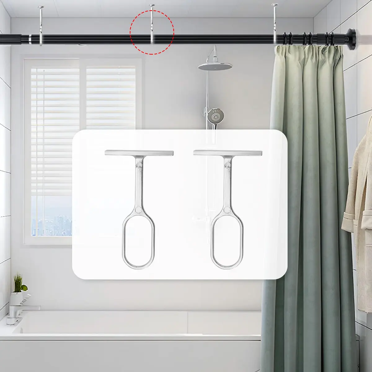 Rannb Oval Closet Rod Support Brackets 7 cm (2.75") | 8-Pack Zinc Alloy Middle Supports for Oval Rods - view 6