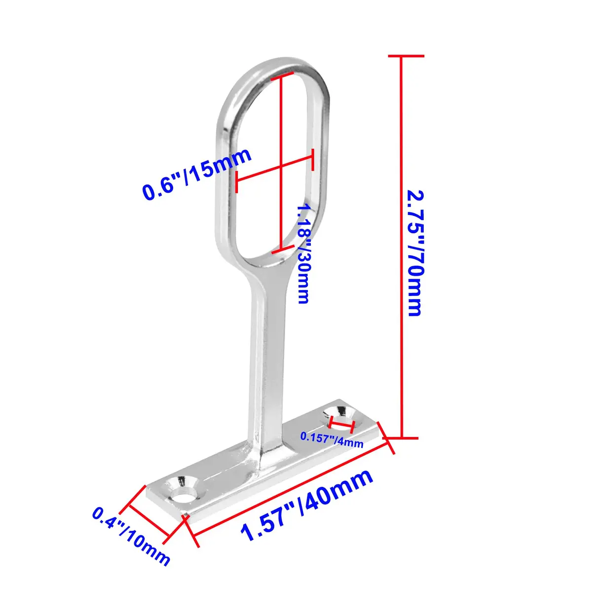 Rannb Oval Closet Rod Support Brackets 7 cm (2.75") | 8-Pack Zinc Alloy Middle Supports for Oval Rods - view 2