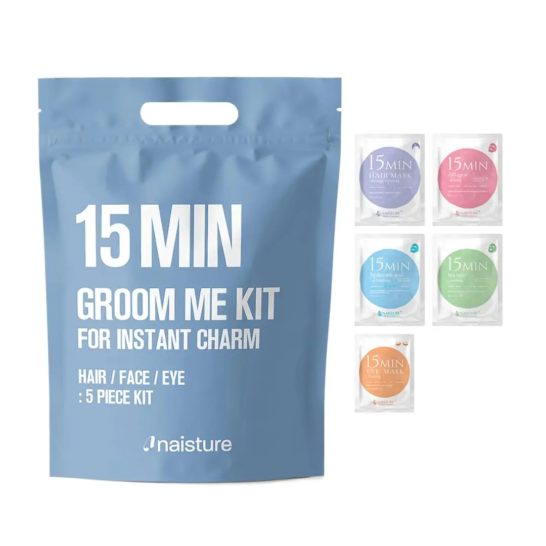 Naisture 15 Min Groom Me Kit Skincare Gift Set for Men – All-in-One Hair, Face & Eye Masks, Complete Grooming Self-Care (5 pcs) - main product image