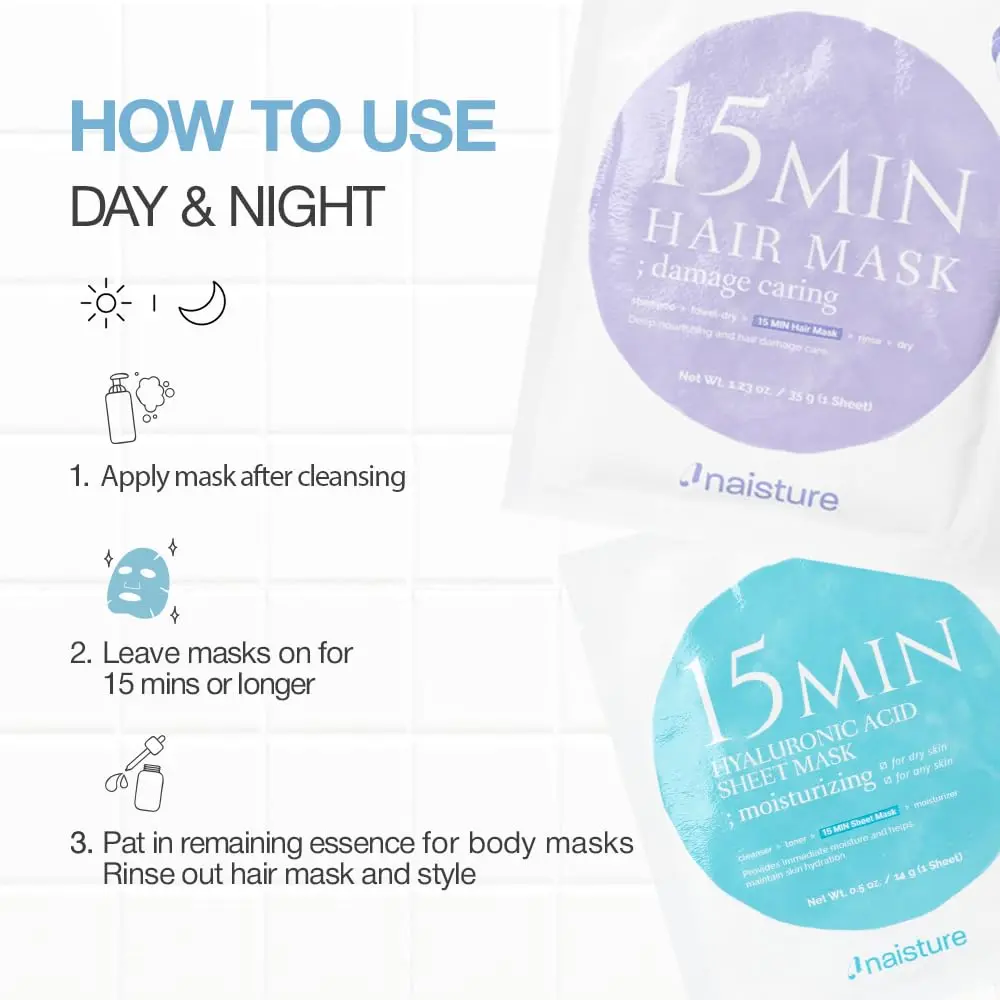 Naisture 15 Min Groom Me Kit Skincare Gift Set for Men – All-in-One Hair, Face & Eye Masks, Complete Grooming Self-Care (5 pcs) - view 6