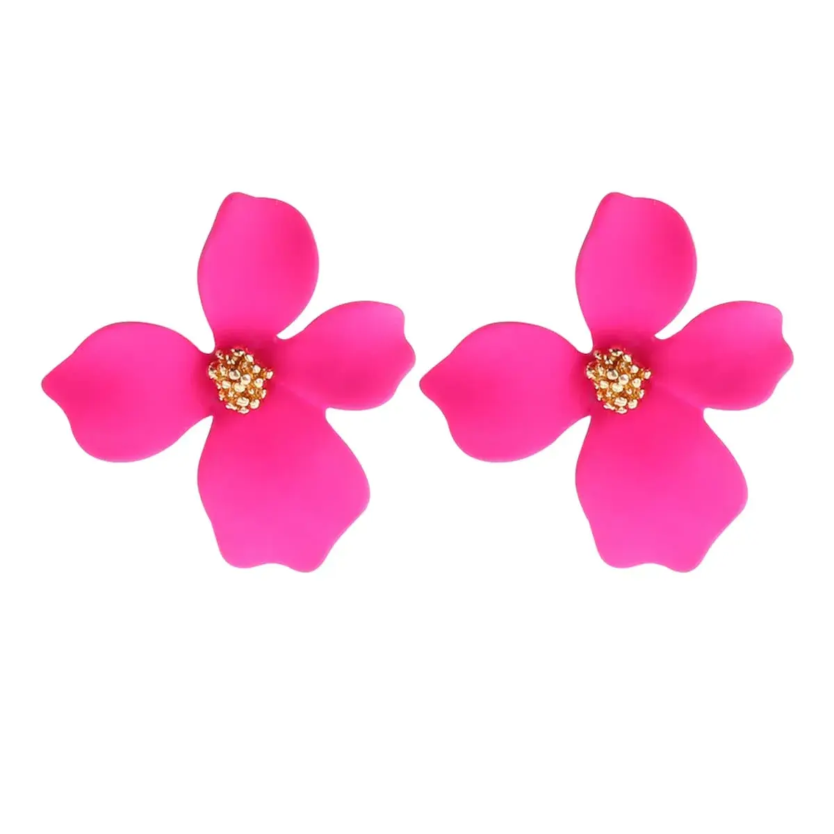 Artilady Boho Flower Stud Earrings for Women, Rose Pink Resin & Brass | Lightweight Daily Wear - main product image