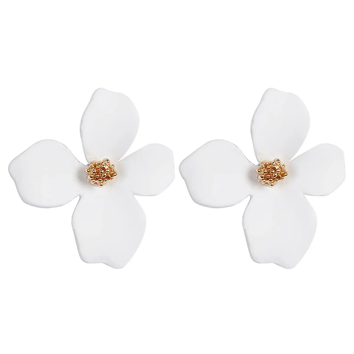 Artilady White Flower Boho Stud Earrings for Women | Hypoallergenic Lightweight Acrylic Resin - main product image