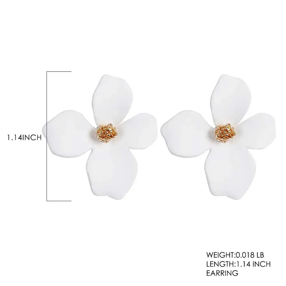 Artilady White Flower Boho Stud Earrings for Women | Hypoallergenic Lightweight Acrylic Resin - view 3