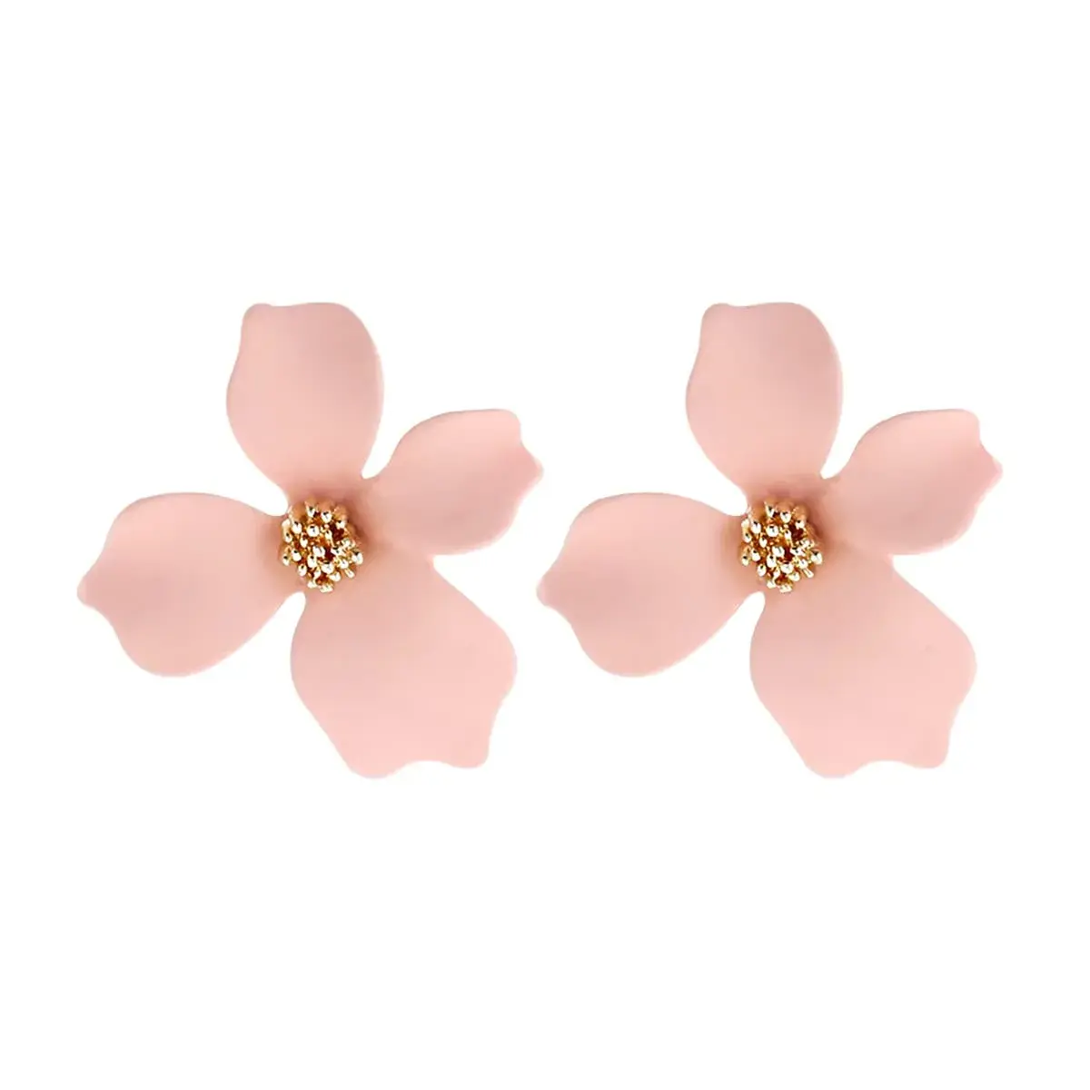 Artilady Pink Flower Boho Stud Earrings for Women | Acrylic Resin & Brass, Lightweight & Hypoallergenic - main product image