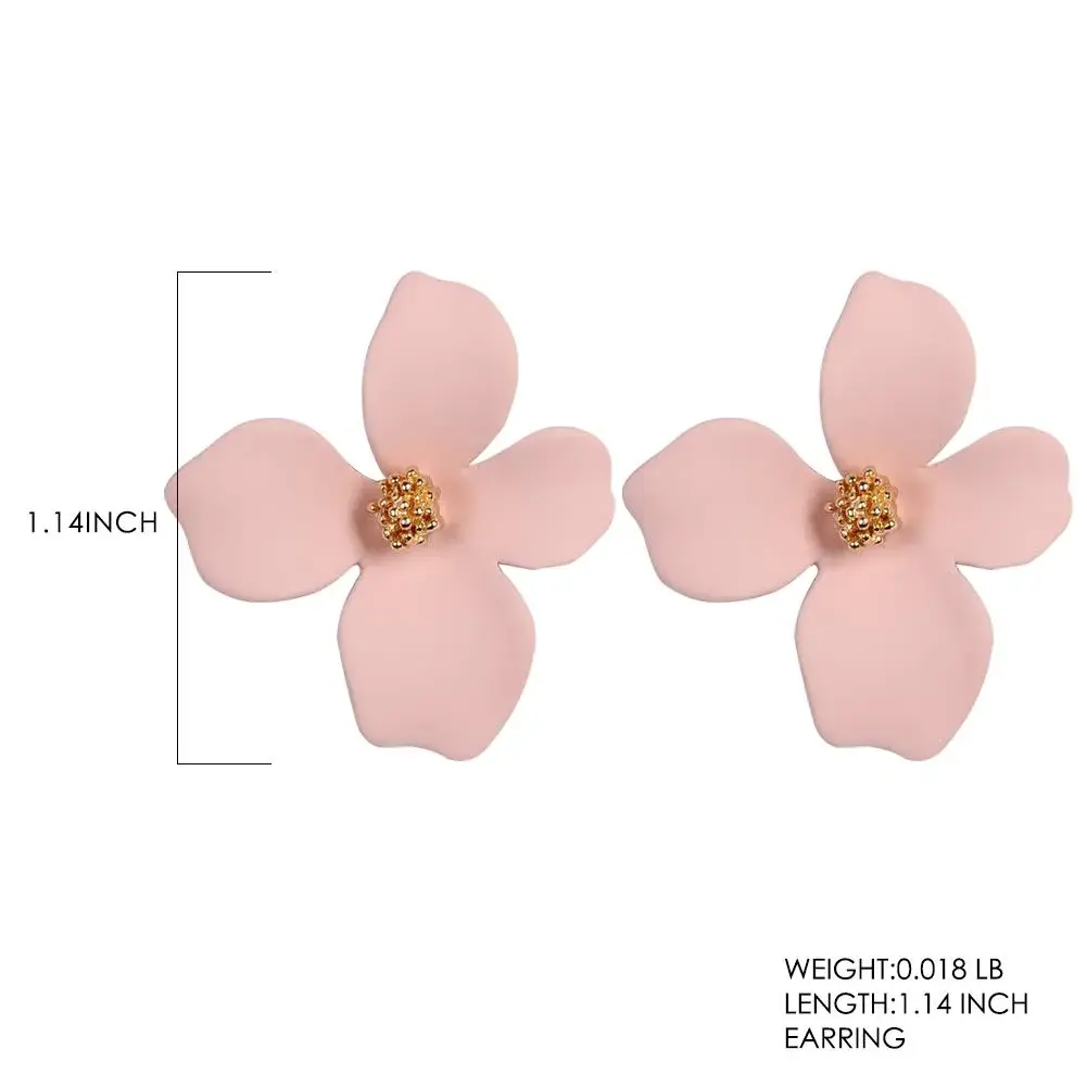 Artilady Pink Flower Boho Stud Earrings for Women | Acrylic Resin & Brass, Lightweight & Hypoallergenic - view 5