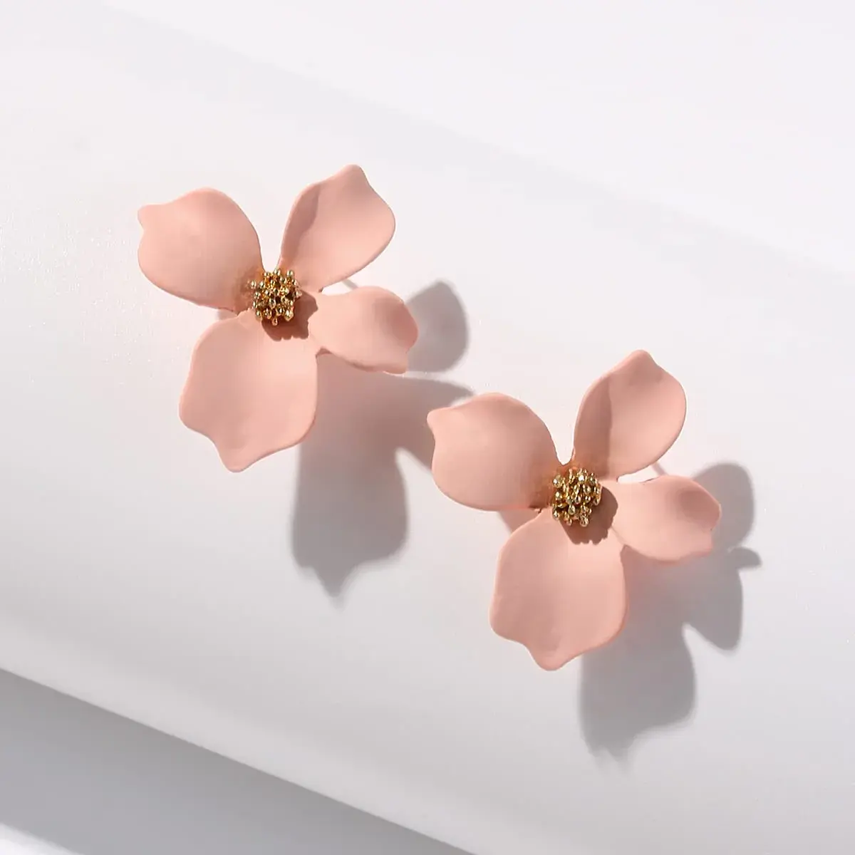Artilady Pink Flower Boho Stud Earrings for Women | Acrylic Resin & Brass, Lightweight & Hypoallergenic - view 6