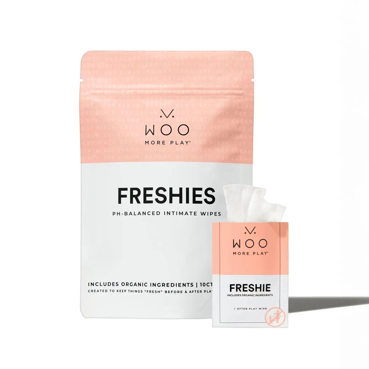 Woo More Play Freshies 10 ct | Organic & pH-Balanced Intimate Wipes for Women & Men - main product image