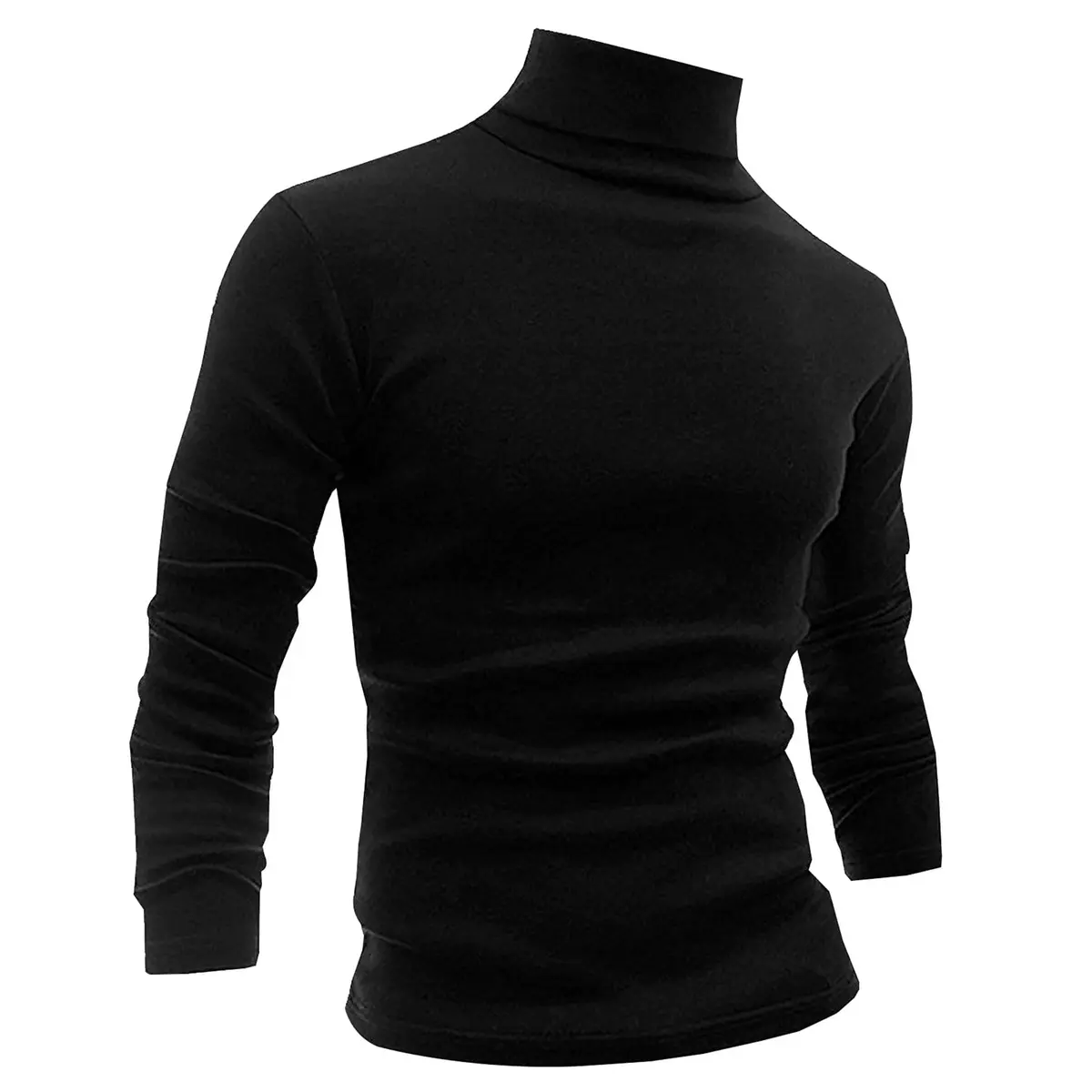 LONGBIDA Men's Slim Fit Basic Long Sleeve Pullover Top Turtleneck (Black, S) | Slim Fit Casual Sweater - main product image