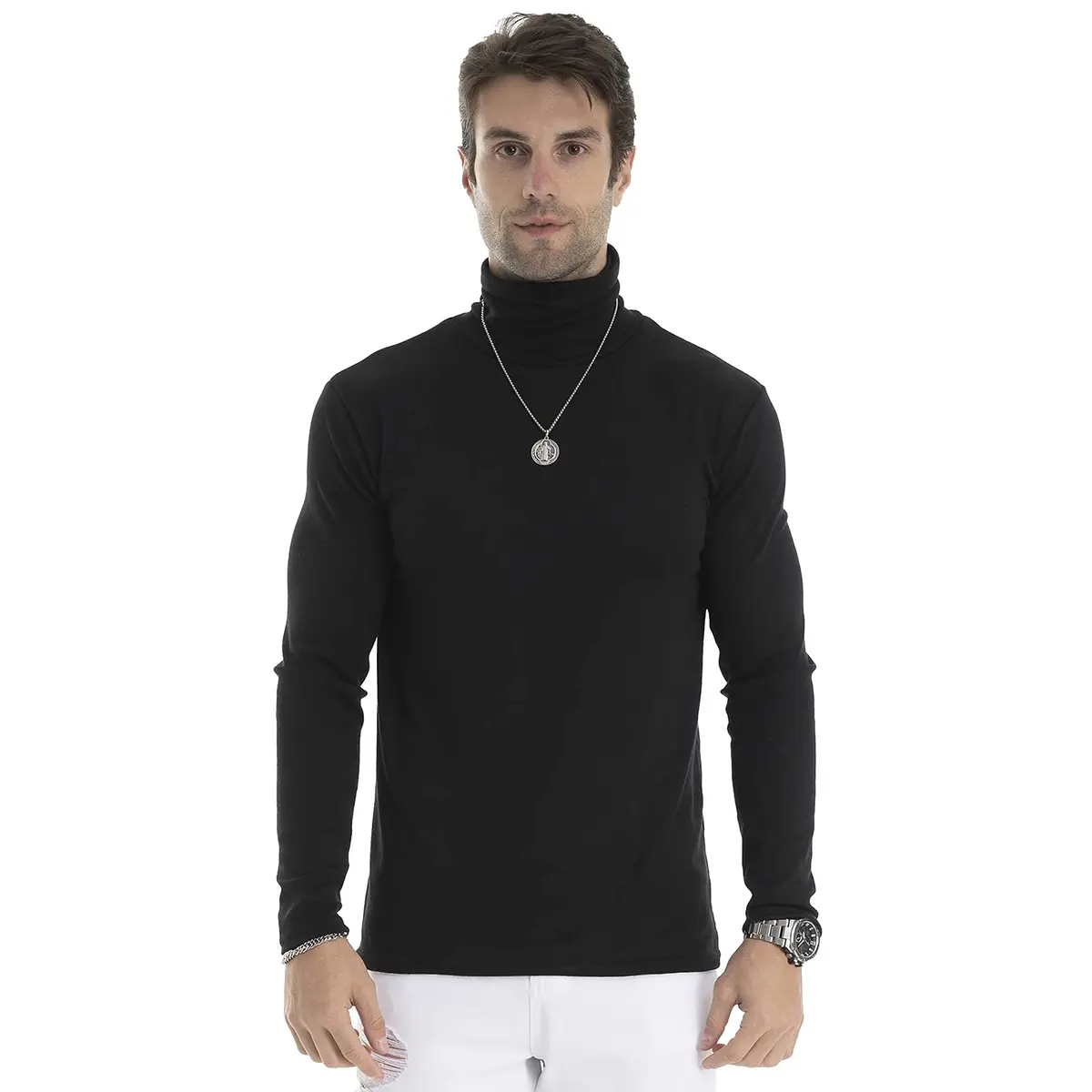 LONGBIDA Men's Slim Fit Basic Long Sleeve Pullover Top Turtleneck (Black, S) | Slim Fit Casual Sweater - view 8