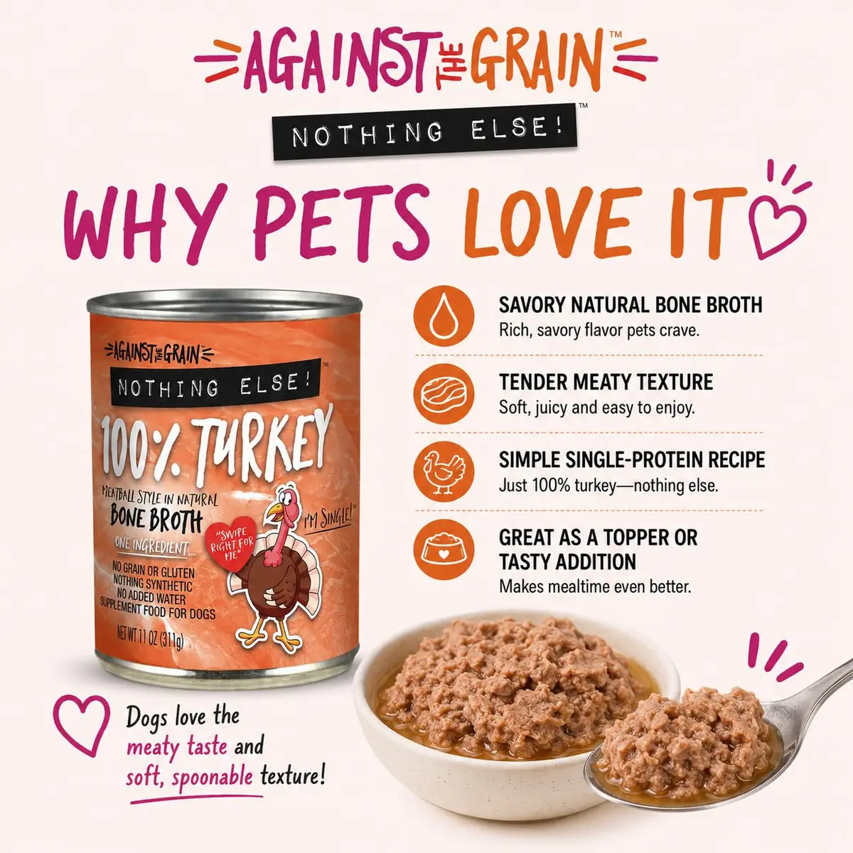 Evanger's Nothing Else! 100% Turkey Dog Food 12x11oz | Single-Ingredient, Grain & Gluten Free - view 5