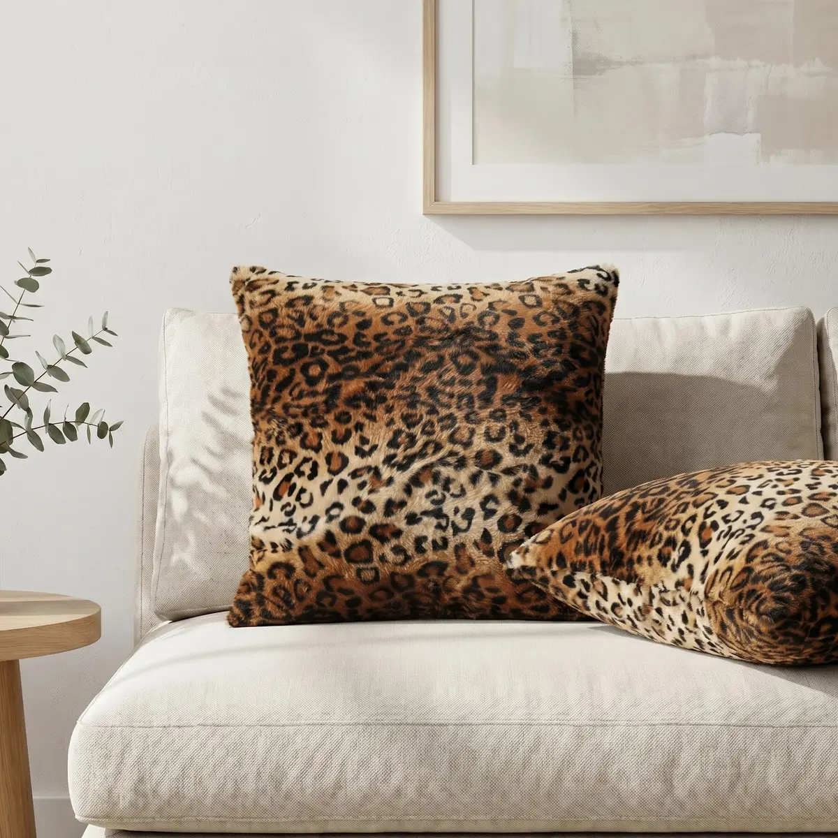CARRIE HOME Leopard Print Pillow Covers 18x18 | Soft Plush Cheetah Decor, Set of 2 - view 2
