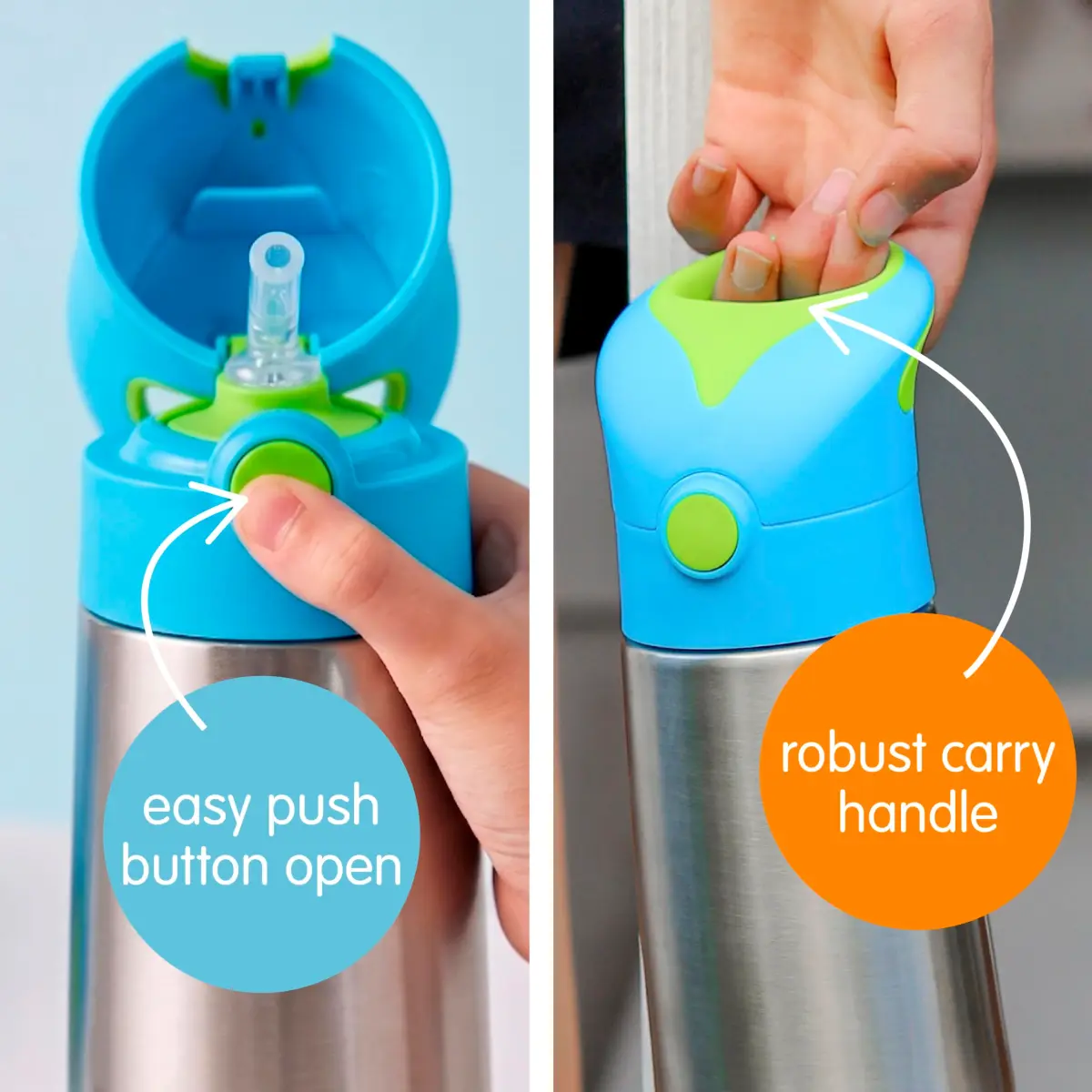 b.box Insulated Water Bottle for Kids, 350ml (12 oz) Ocean Breeze | Keeps Drinks Cold 8 Hrs, Warm 6 Hrs - view 5