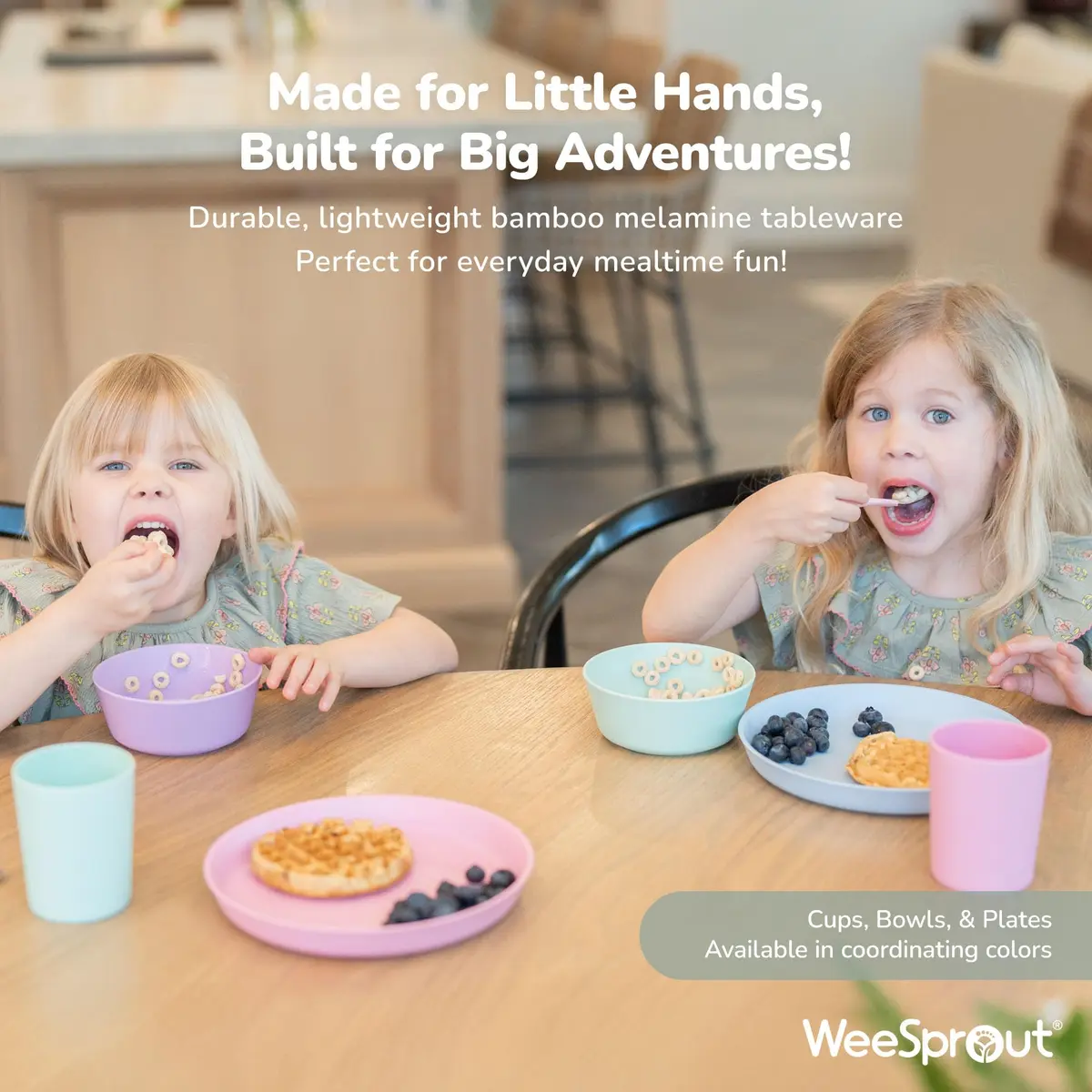 WeeSprout Bamboo Plates Set of 4 20.32cm (8 Inch) | Kid-Safe Dishware for Toddlers - view 7