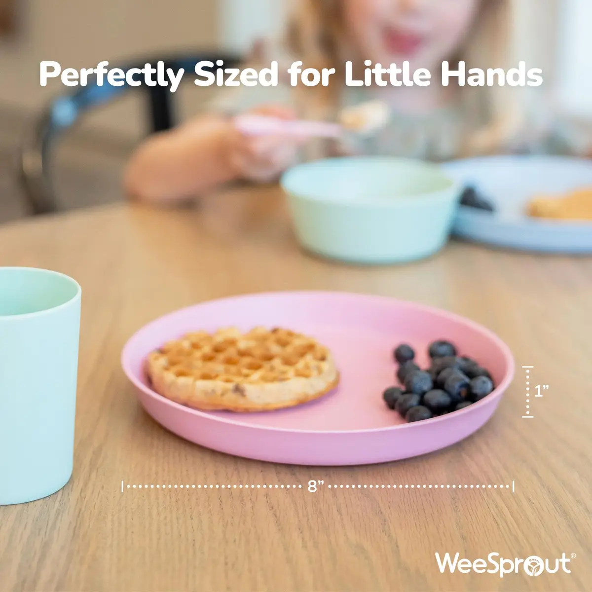WeeSprout Bamboo Plates Set of 4 20.32cm (8 Inch) | Kid-Safe Dishware for Toddlers - view 2
