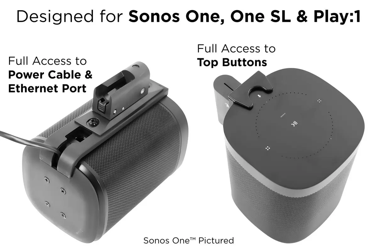 Mount-It! Adjustable Speaker Wall Mount for SONOS One, One SL & Play:1 | Space-Saving, Tilt & Swivel, Durable - view 5