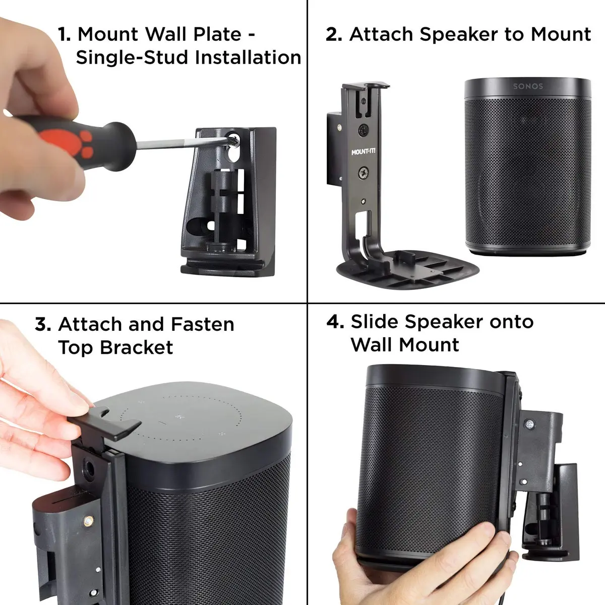 Mount-It! Adjustable Speaker Wall Mount for SONOS One, One SL & Play:1 | Space-Saving, Tilt & Swivel, Durable - view 6