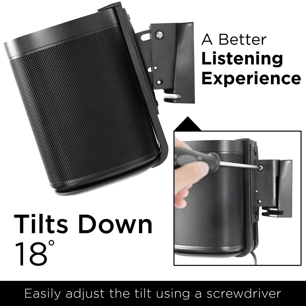 Mount-It! Adjustable Speaker Wall Mount for SONOS One, One SL & Play:1 | Space-Saving, Tilt & Swivel, Durable - view 3