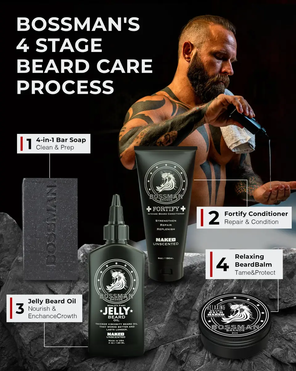 Bossman Fortify Intense Beard Conditioner for Men (Unscented) 118ml (4 Fl Oz) | Strengthens & Softens Beard - view 7