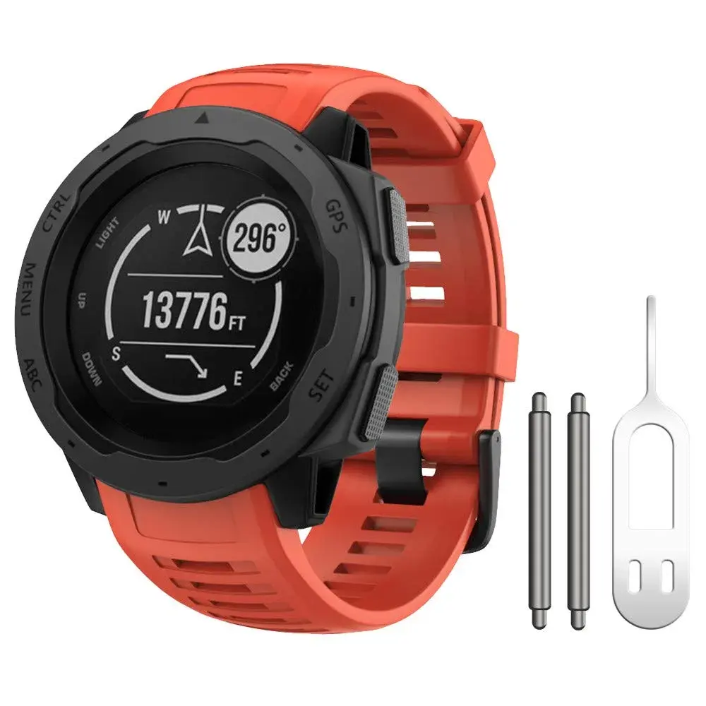 NotoCity Soft Silicone Watch Band for Garmin Instinct 2/Solar/Tactical 22mm (Flame Red) | Durable & Water-Resistant - main product image