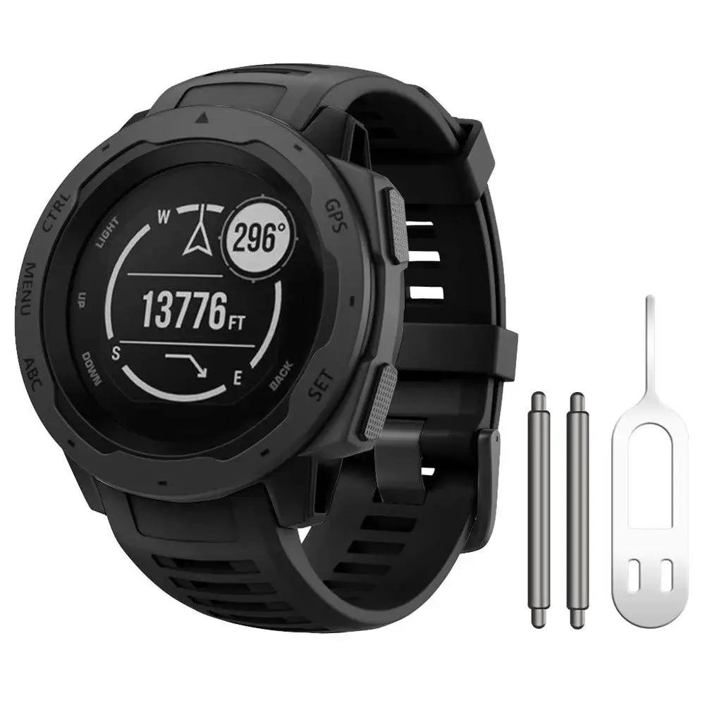 NotoCity Soft Silicone Watch Band for Garmin Instinct 2/Solar/Tactical 20mm Black | Durable & Comfortable Fit - main product image