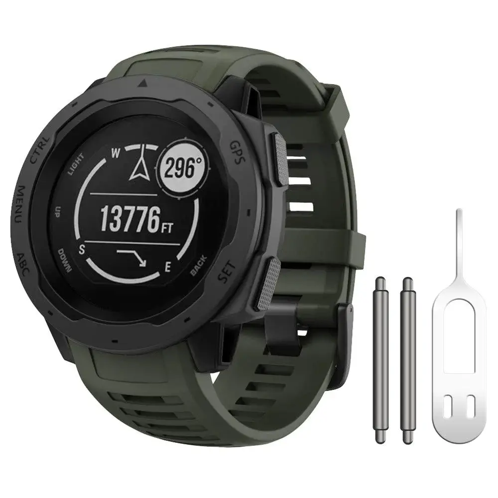 NotoCity Soft Silicone Watch Band for Garmin Instinct 2/Solar/Tactical 22mm (Army Green) | Durable & Water-Resistant - main product image
