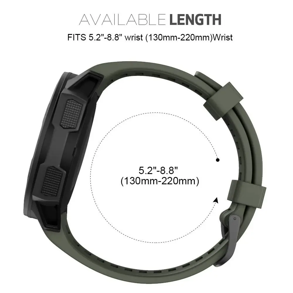 NotoCity Soft Silicone Watch Band for Garmin Instinct 2/Solar/Tactical 22mm (Army Green) | Durable & Water-Resistant - view 6
