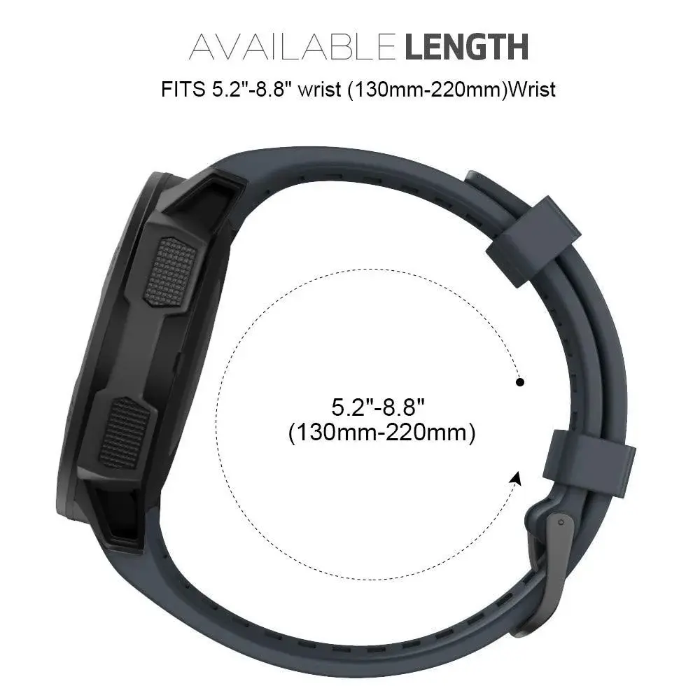 NotoCity Soft Silicone Watch Band for Garmin Instinct 2/Solar/Tactical 22mm (Graphite) - view 6