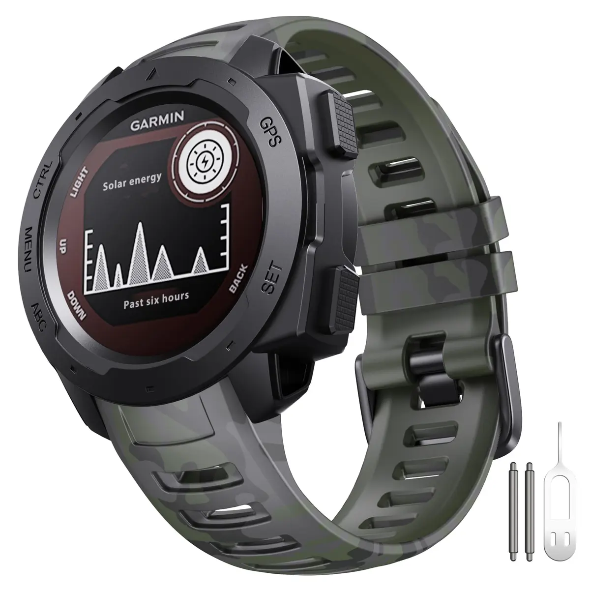 NotoCity Garmin Instinct Band, Soft Silicone Replacement Strap 22mm | Camouflage Army Green - main product image