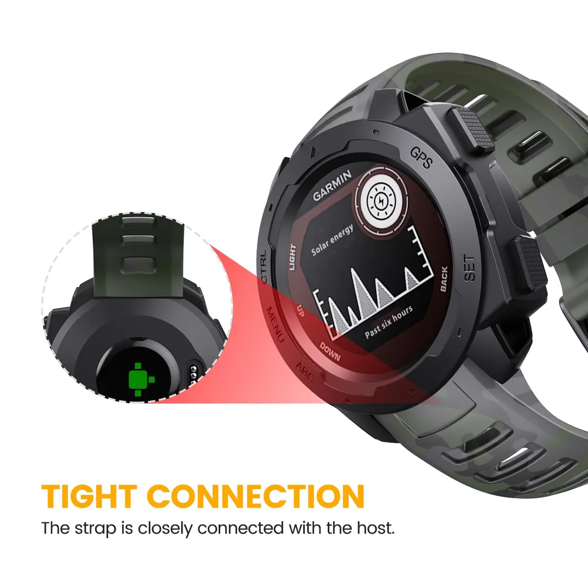NotoCity Garmin Instinct Band, Soft Silicone Replacement Strap 22mm | Camouflage Army Green - view 3