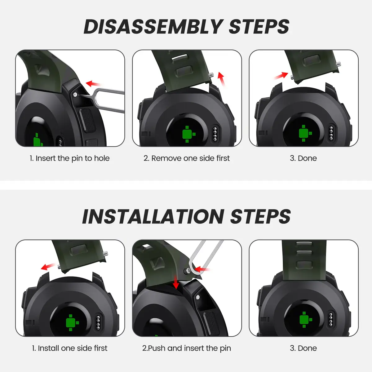 NotoCity Garmin Instinct Band, Soft Silicone Replacement Strap 22mm | Camouflage Army Green - view 4