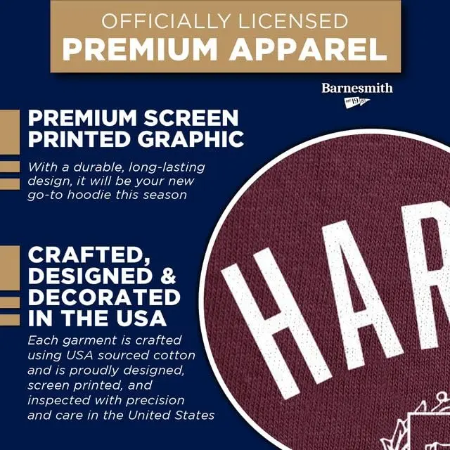 Barnesmith Harvard University Sweatshirt, Heritage, Crimson, Small | NCAA Licensed Collegiate Hoodie - view 7
